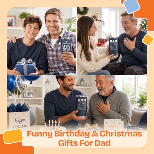 Image of NewEleven Fathers Day Gift For Dad - Dad Birthday Gifts From Daughter, Son, Kids - Birthday Present Ideas For Father, New Papa, Bonus Father From Daughter, Son - 20 Oz Tumbler