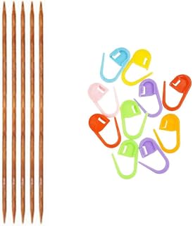 Knitter's Pride Dreamz Knitting Needles DPN Double Pointed 6 inch (15cm) Size US 1 (2.25mm) Bundle with 10 Artsiga Crafts Stitch Markers 200121