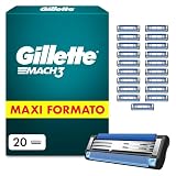 Gillette Mach3 Base 20 Lamette di Ricambio per Rasoio Barba Manuale, con Striscia Lubrificante una Scorrevolezza Fluida e Rivestimento della Lama Progettato Ridurre
