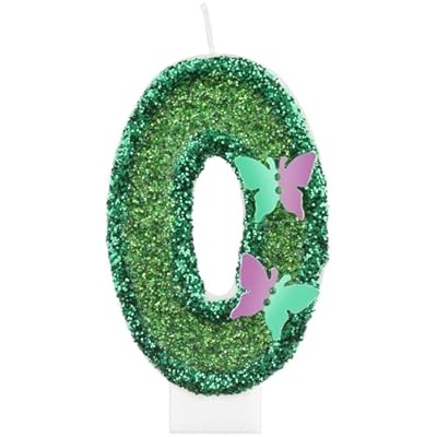 Velas de cumpleaños de mariposa con purpurina, velas de mariposa verde número 0 para pasteles, decoraciones de cumpleaños de niñas, velas de hadas temáticas de mariposa, decoración de tartas para | Ya disponible en tu tienda friki favorita! En mundofriki.es!