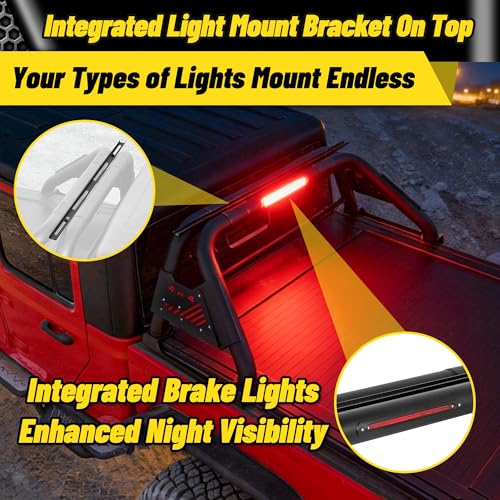 Image of MONOKING Roll Bar for Mid Size Pickup Truck with Brake Light, Sport Bar for Tonneau Cover for 2007-2026 Tacoma Gladiator Colorado Ranger Canyon Frontier Dakota