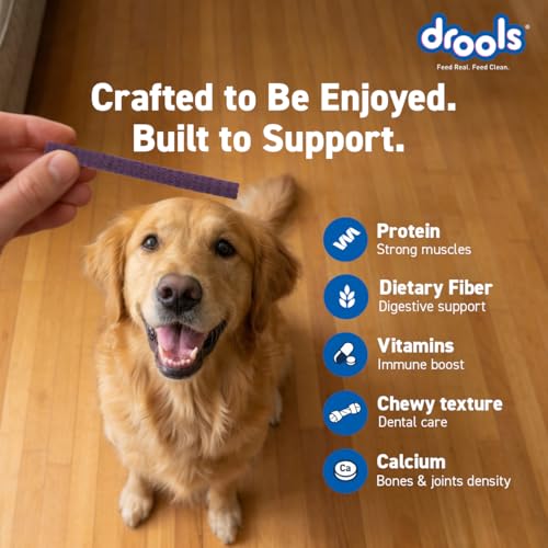 Image of Drools Puppy & Adult Dog Treats Sticks 100g | Blueberry Flavour | Rich in Protein | No Artificial Preservatives | Best for Training & Bonding | Formulated in USA | Premium Treats