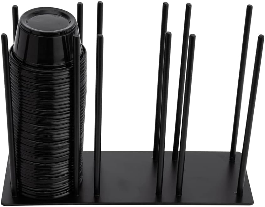 Restaurantware-Chef 101 8.25 x 3 x 6 Cup And Lid Organizer, 1 3-Section Cup And Lid Holder - Horizontal Design, Compact, Black Iron Dispenser, For Countertops And Storage