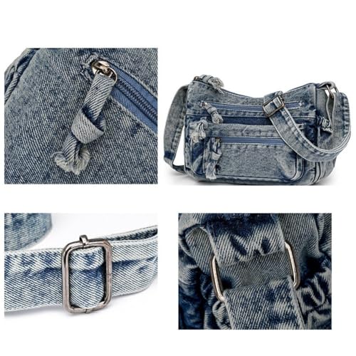 Ymxygz Dżinsowa torba na ramię w stylu retro dla kobiet, torba crossbody z wieloma przegródkami, modna i praktyczna torebka