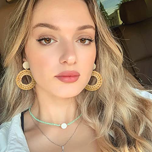 Acrylic Earrings For Women Girls Drop Dangle Leaf Earrings Bohemian Statement Earrings Costume Jewelry Set For Summer Birthday Gifts(9 Pair Rattan Acrylic) #TOP4