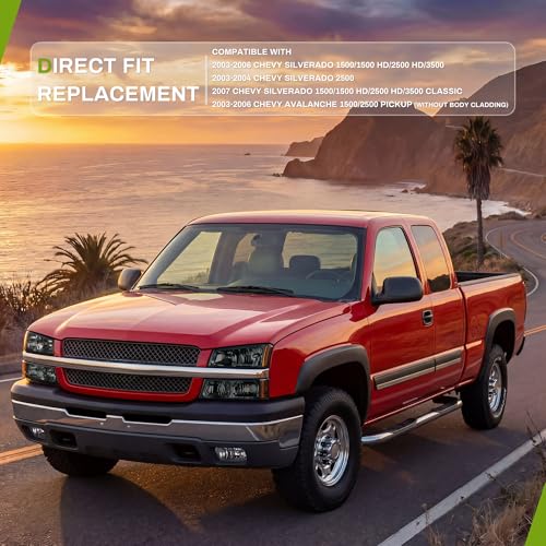 AUTOSAVER88 Headlight Assembly Compatible with 2003-2006 Chevy Avalanche/2003-2007 Chevy Silverado 1500 2500 3500 1500HD 2500HD Pickup Replacement Headlamp Chrome Housing Amber Reflector Smoke Lens by AUTOSAVER88 - Image 3