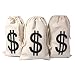 Drawstring Canvas Money Bag Dollar Sign"$" 8 x 12" Inches(3pcs/Pkg) Bank Robber Bag Favor Gift Bag (8x12"inch)