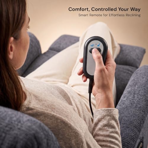Image of DROGO Serenza Electric Motorised Recliner Sofa Chair 1 Seater for Home with Remote Control, Premium Mesh, Side Pocket, Padded Body, Cushion Armrest & Sturdy Footrest, 1Yr Warranty (Dark Grey)