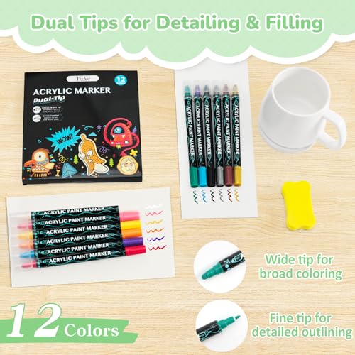 Miniatura 3 de Yizhet Kit Para Pintar Tazas, Kit De Pintura De Cerámica Con 2 X Taza Blanca 400ml E 2 X Paleta, 12 X Pinturas, Paintables Y Lavable, Regalo Bricolaje Para Profesores Graduación Estudiante Amigos