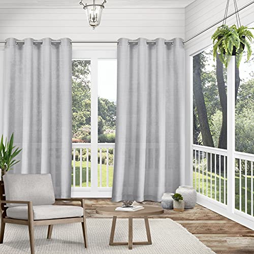 Exclusive Home Miami Semi-Sheer Textured Indoor/Outdoor Grommet Top Curtain Panel Pair, 54"x84", Cloud Grey - Image 3