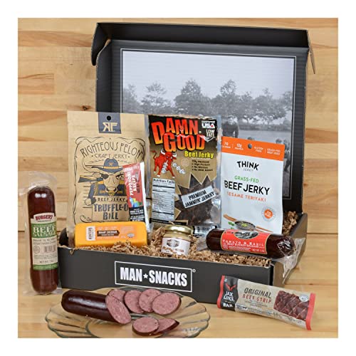 Mansnacks - Beef Beef Beef - A Manly Assortment Of Beef Jerky, Sausage And Grub For The Meat Lover, All Packed In A Fun, Manly Gift Box. Summer Sausage, Jerky, Sharp Cheddar Cheese, Beef Bar, Pepperoni Sticks, Stone Ground Mustard. #TOP2