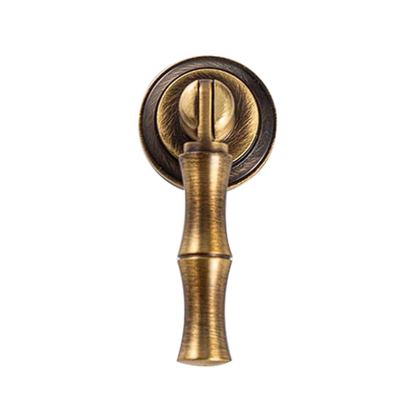 Chenhoju Bronze Brass Bamboo Joint Cabinet Pulls Retro Style, Single Hole Fixing, Antique Or Brass Finish For Drawers, Wardrobes Cabinet Pulls(,60Mm)