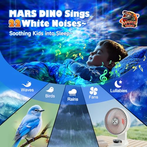 Image of Dinosaur Baby Sound Machine Night Light Projector, 22 White Noise Machine Baby 5.3 Bluetooth Speaker, 196Color Remote Control | Toddler Night Light for Kids, Boy Gift Dinosaur Decor Galaxy Light