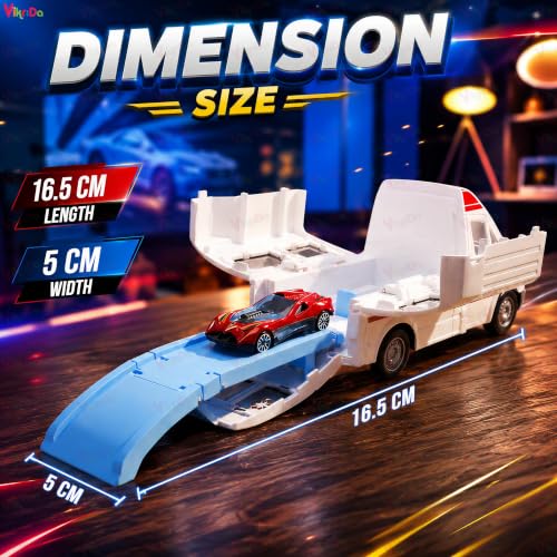 Image of VikriDA Big Ambulance Track Vehicle Toy with Foldable Ejection Race Track & 3 Pcs Die cast Cars for Kids - Multicolor