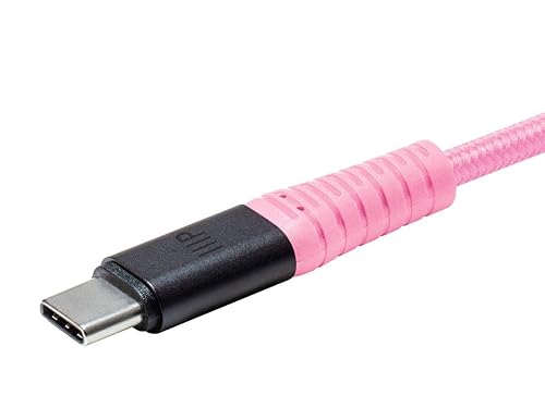 Miniatura 4 de Monoprice Durable USB 2.0 Tipo-C Carga y Sincronización Kevlar reforzado Nylon Braid Cable - 3 pies - Rosa, 5A100W, conectores de aluminio de alta