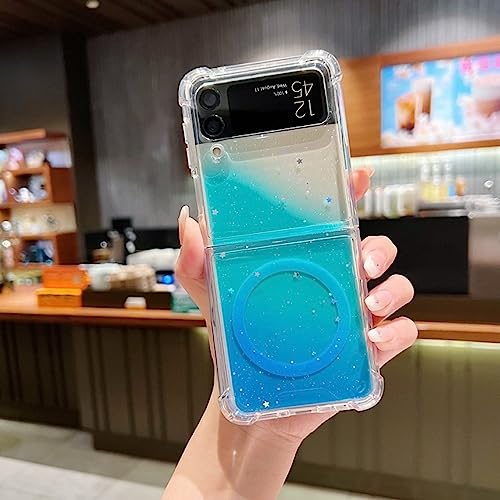Coque pliable magnétique Samsung Z Flip3 ENILSA à paillettes bleu