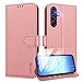UITUIM Cover per Samsung Galaxy A17 5G/4G Custodia con 2 Vetro Temperato Pellicola a Libro Portafoglio Libretto in Pelle Porta Carte Protettiva Flip Case,Rosa