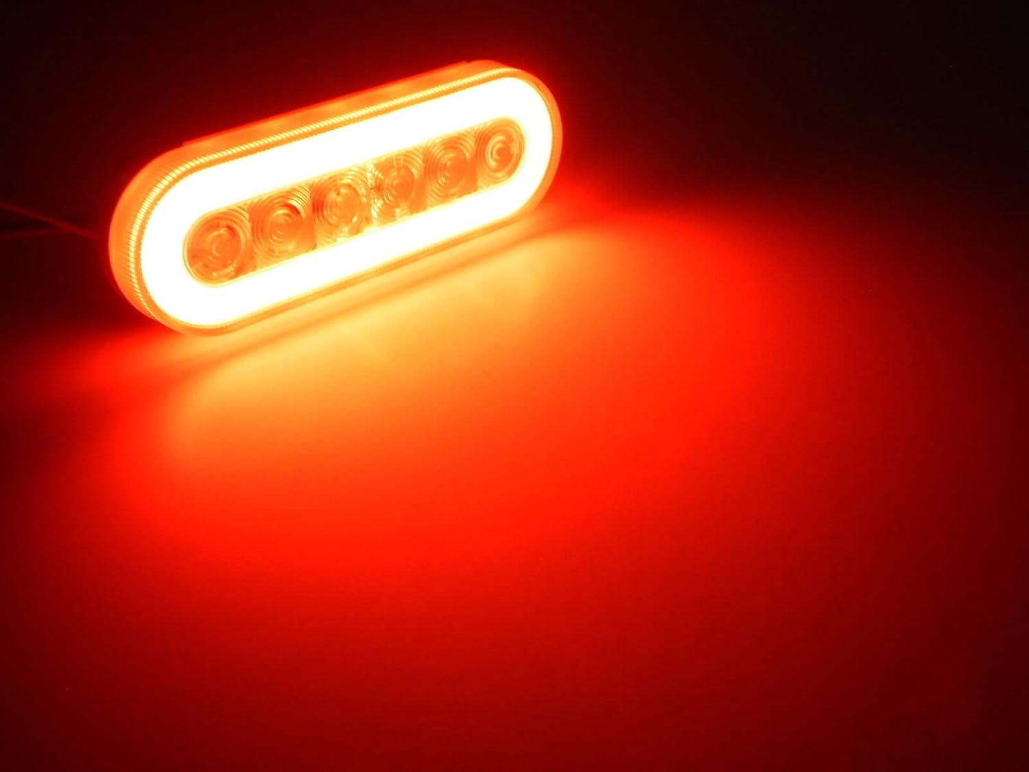 Replacement for Pair 6" Oval Red Clear Stop Turn Tail Light Grommet Mount Optronics Glow Halo