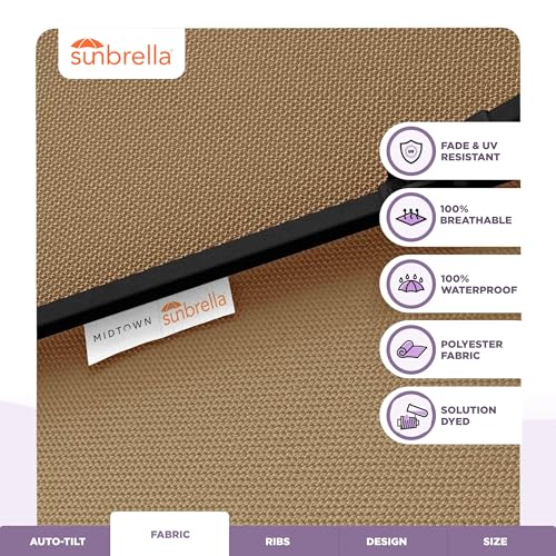 Image of Midtown Umbrellas Lean - 8 Ft Patio Umbrella, Heather Tan Canopy