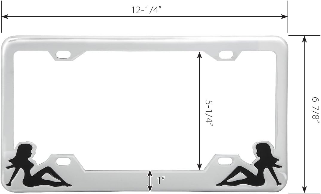 GG Grand General 60193 Chrome License Plate Frame with 4 Holes, Black