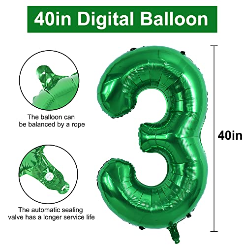 Image of TONIFUL 40 Inch Dark Green Large Numbers Balloon 0-9 Birthday Party Decorations,Foil Mylar Big Number 3 Balloon Digital 3 for Birthday Party,Wedding, Bridal Shower Engagement Photo Shoot, Anniversary