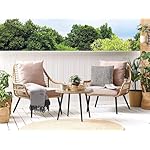 Balkonset Laureto 3-teilig Rattan Beige