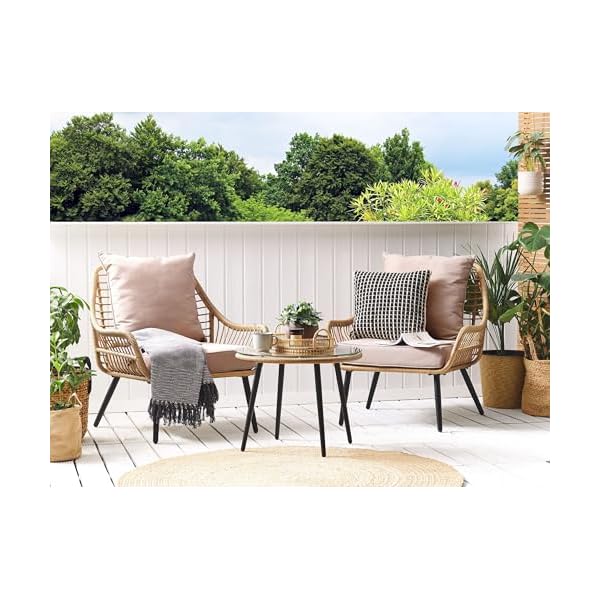 Balkonset Laureto 3-teilig Rattan Beige