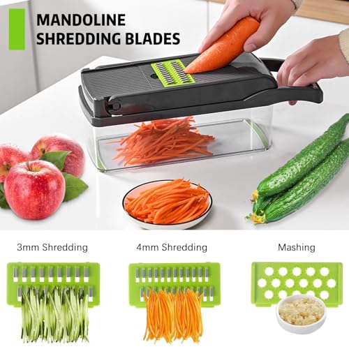 Vegetable Chopper, 16 in 1 Mandoline Vegetable Slicer Salad Chopper, Multifunctional Vegetable Cutter with Drain Basket, Onion Potato Salad Kitchen Manual Food Chopper for Cutting Vegetable and Fruit - Image 4