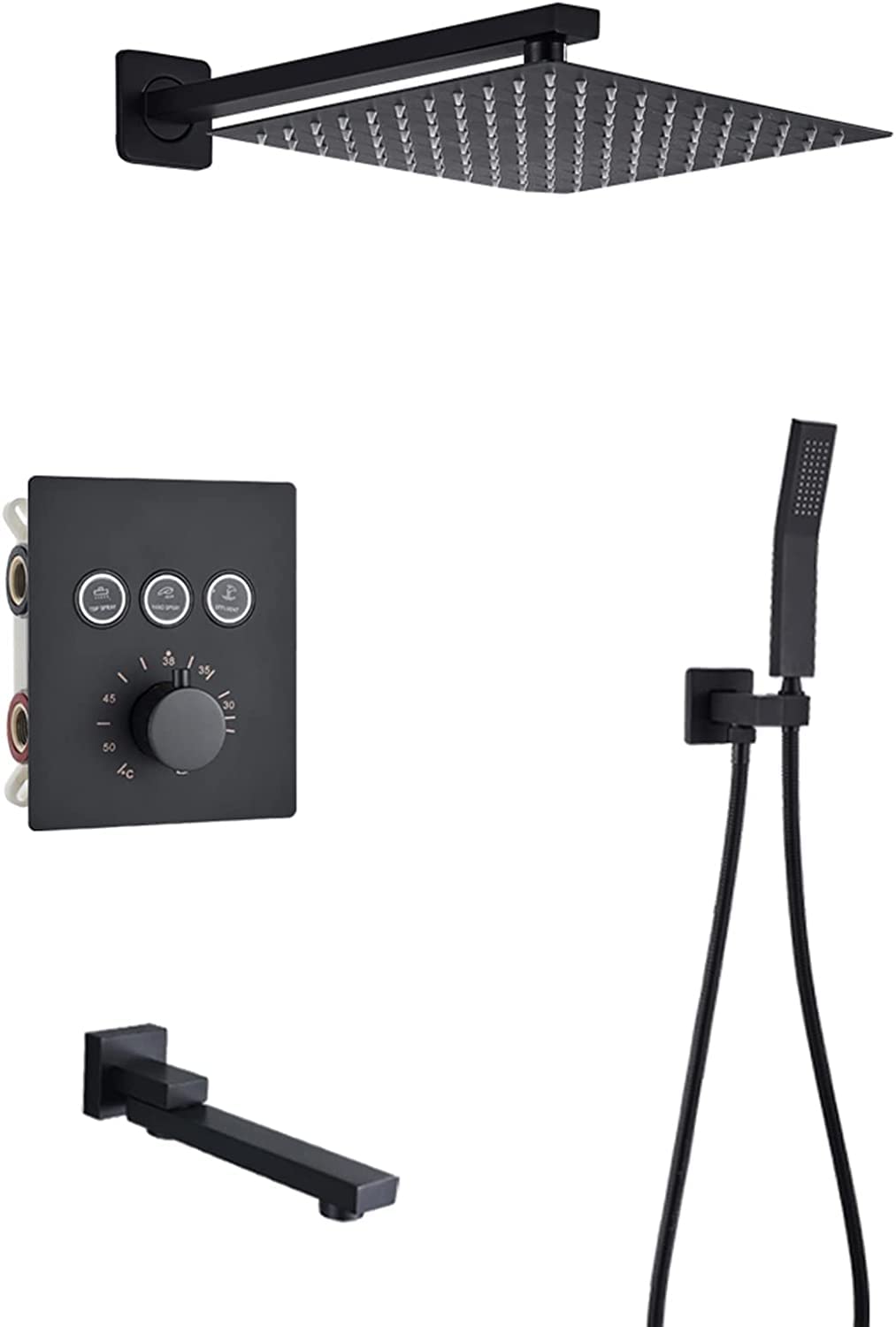 Ensemble de douche anti-brûlure noir mat pour salle de bain familiale moderne