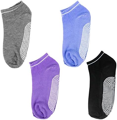 Dokpav Pilates Yoga Socks Pack of 4 Womens Non Slip Non Skid Fitness/Dance Barre/Ballet/Maternity Grip Socks with Gripper Cotton