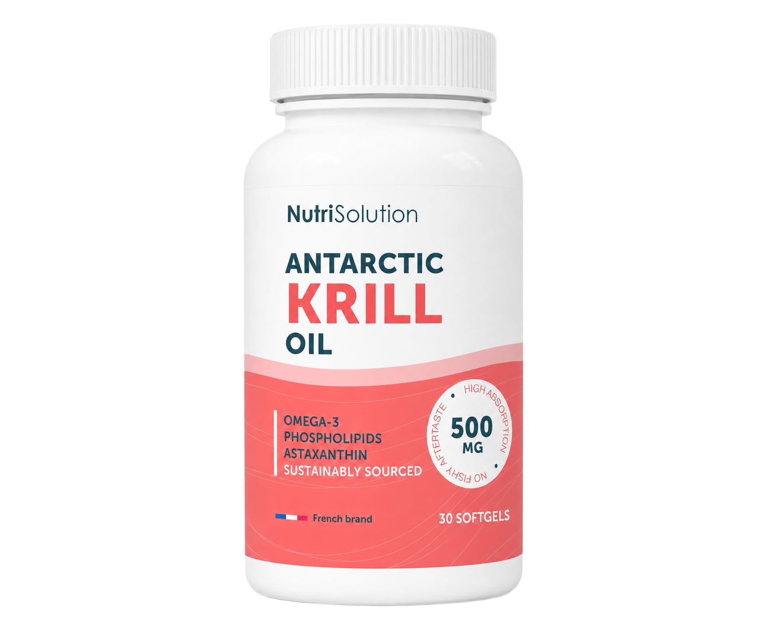 Huile de Krill Antarctique : Oméga-3 Premium avec Phospholipides & Astaxanthine - Soutient Cœur, Cerveau & Articulations - 500mg, 30 Capsules - Durable - Fabriqué en France par NutriSolution (1)