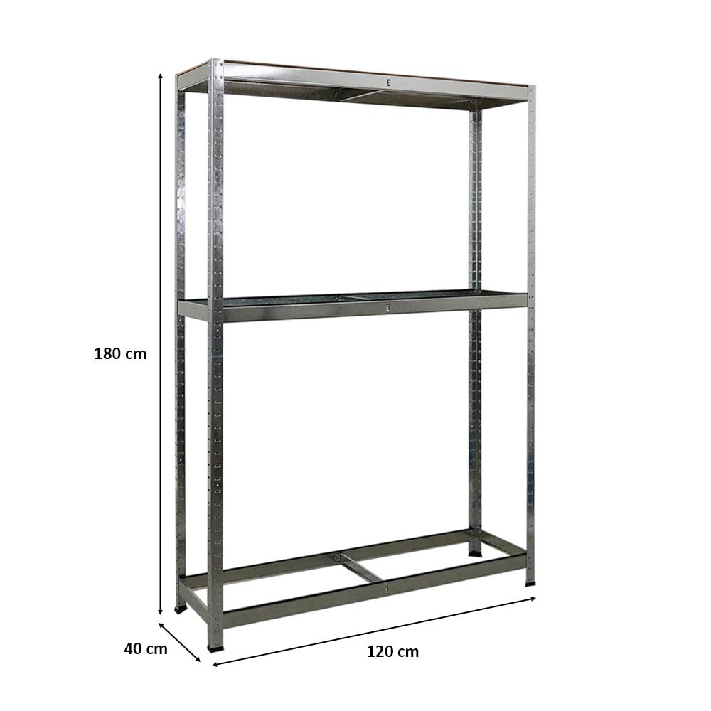PROREGAL Étagère à pneus Ragnar | HxLxP 180x120x40cm | jusqu'à 8 pneus sur 2 Niveaux + Rangement | 265kg Charge Max. | Galvanisé