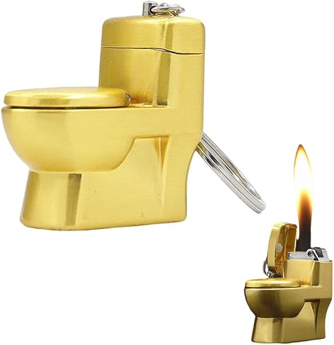Encendedor creativo de inodoro, encendedor de butano recargable con llama suave, divertido y novedoso único para camping, vela de regalo para