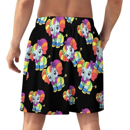 Rainbow Elephant Men's Pajama Bottoms Lounge Pj Shorts Stretch Sleep Shorts for Home Vacation Beach3