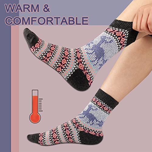 Image of Heatuff Women's Winter Wool Socks Warm Soft Full Cushion Crew Socks (5 Pairs)