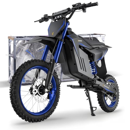 Image of Skeri Electric Dirt Bike for Adults & Teens, 14 inch /12 inch Fat Tire 3200W Motor 37MPH Off-Road EBike, 48V 21Ah Battery Hydraulic Disc Brakes Dual Suspension IPX5 Waterproof, Fit for Age 13+ -Blue