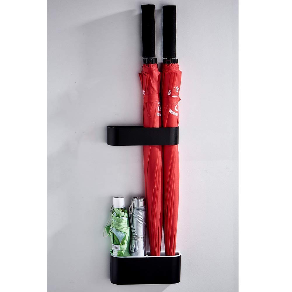 Porte-parapluie noir avec bac de rangement pour sécher les parapluies proprement