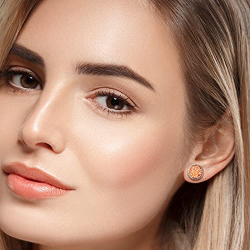 32 Pairs Faux Druzy Stud Earrings Bohemian Round Stud Earrings Stainless Steel Pierced Earrings Jewelry For Women (6 Mm) #TOP5