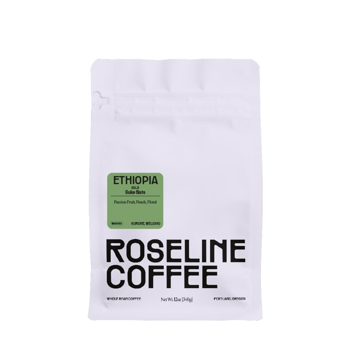 Ethiopia Suke Quto - Roasted by Roseline Coffee - Whole Bean Coffee - 12 Ounce Bag