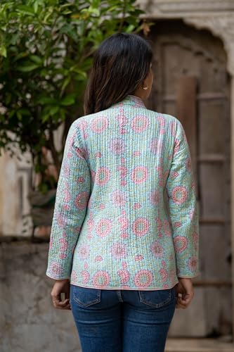 Image of Reversible Jacket for Women | Double Sided Quilted Jacket | Reversible Winter Jacket for Women | Stylish Ethnic Printed Jacket | Warm & Comfortable Casual Outerwear