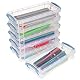 BTSKY 6 Pack stapelbar transparent Bleistift Box - Bürobedarf Lagerung Veranstalter Box, Pinsel Malerei Bleistifte Storage Box Aquarell Stift Container Zeichnung Werkzeuge, Blau Schnalle
