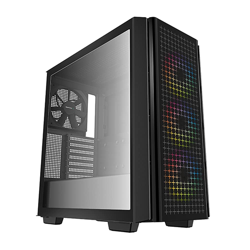 DeepCool CG540 Mid-Tower ATX Case, Tempered Glass Front and Side Panels, Three Pre-Installed 120mm A