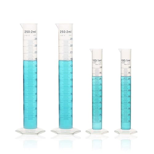 ULAB Scientific - Juego de cilindros de medición graduados de vidrio grueso, 2 tamaños, 3.4 fl oz, 8.5 fl oz, 3.4 onzas, 8.5 onzas, borosilicato