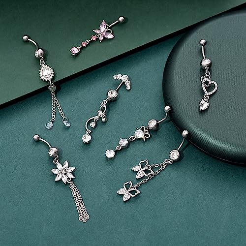 TAMHOO 15PCS 14G Stainless Steel Belly Button Rings for Women with AAA Cubic Zirconia4