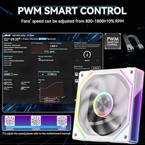 Ventiladores ARGB de 120 mm FB120 con espejo infinito y control remoto pack de 3 para PC 5