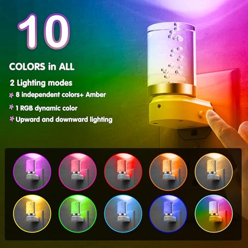Image of L LOHAS LED Night Light, Night Lights Plug into Wall, Color Changing Nightlight RGB with Dusk to Dawn Sensor, Nightlight Plug in Wall for Halloween, Christmas, Holiday, Hallway Bedroom Kids Room