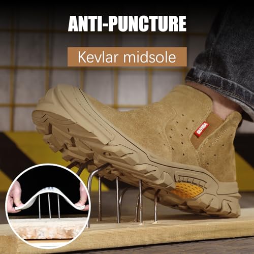 Image of GLANOUDUN Welding Work Boots for Men Slip on Steel Toe Shoes for Men Indestructible Steel Toe Boots Welder Men's Working Shoes Fireproof Safety Footwear for Construction Men's Work & Safety Footwear