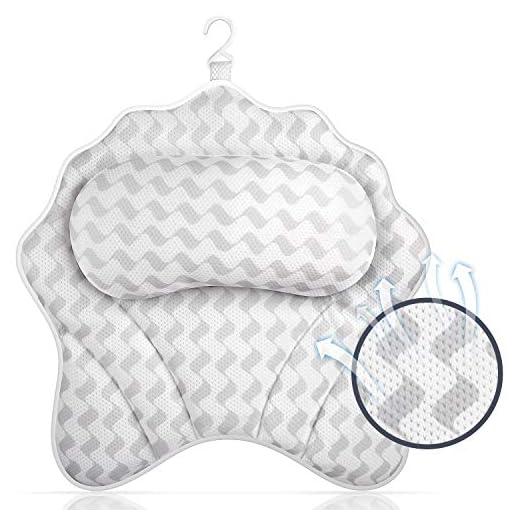 HOKEKI Bath Pillows for Tub,Luxury Customized- Ergonomic Bath Pillow for Neck, Head & Shoulders and Back Support, Spa Bathtub Pillow with Six Strong Grip Suction Cups-Soft, Comfortable & Quick Dry