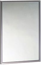 Bobrick 165 Series 430 Stainless Steel Channel Frame Glass Mirror, Bright Finish, 24" Width x 36" Height