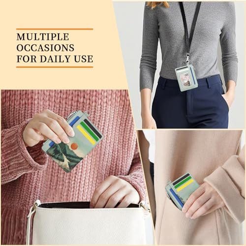 Image of Hancynir Slim Wallet Women Credit Card Holder, Mountain Sunset RFID Blocking Small Mini Card Wallets, Cute Front Pocket PU Leather Card Case, Thin Travel Zipper Coin Cash Ladies Female Wallet Gifts